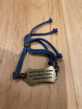 Blue Cord Bracelet with Inspirational Quote Plate